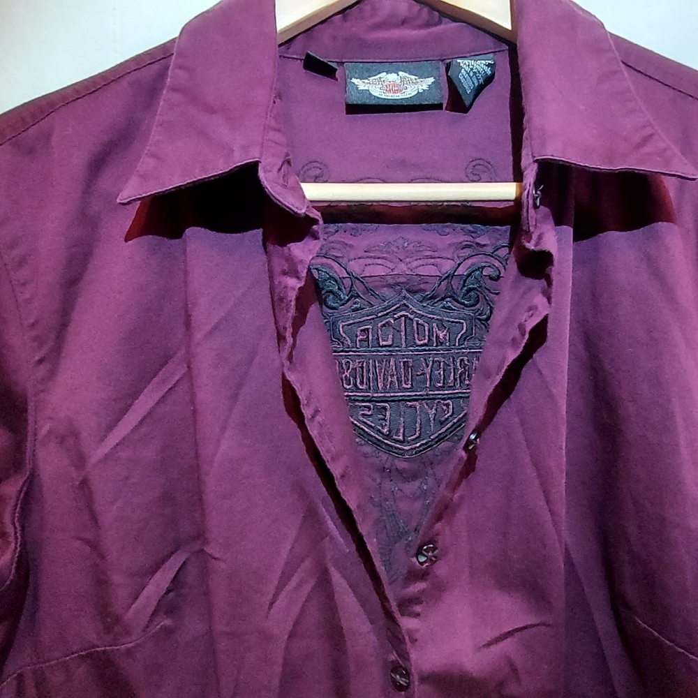 Harley-Davidson Women's Deep Wine Button-Up Shirt